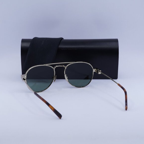 Saint Laurent SL708 003 Sunglasses Gold Aviator Frame, Green Lenses - Picture 11 of 11
